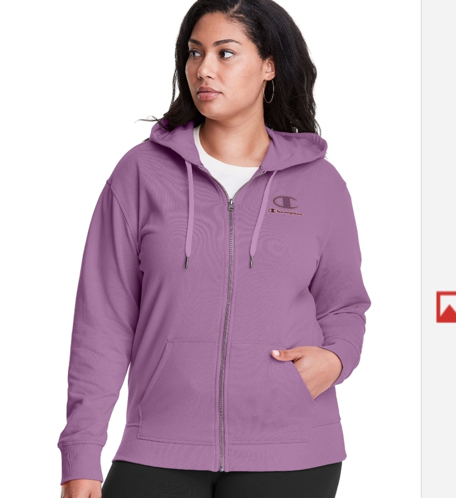 Champion Womens Plus Campus French Terry Full-Zip Hoodie, Women’s Sweatshirt. - Picture 2 of 5